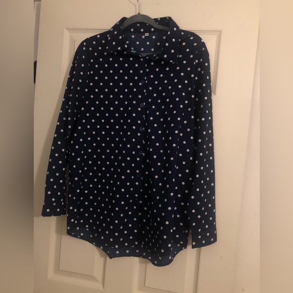 Navy/White Polka Dot Blouse XL - Picture 1 of 3